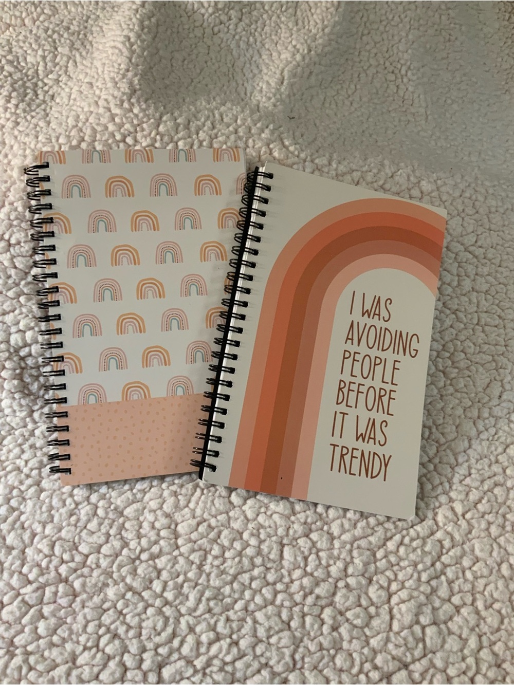 Trendy Peach Spiral Notebook Duo - Pink Rainbow Covers NWOT